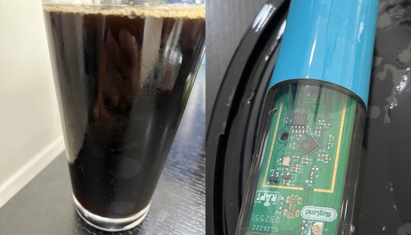 Traditional Irish Stoutの味見グラスと、今回発酵中に使用したRAPT Pill