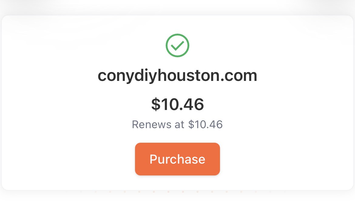 Cloudflareでconydiyhouston.comが10.46ドルと表示された取得画面