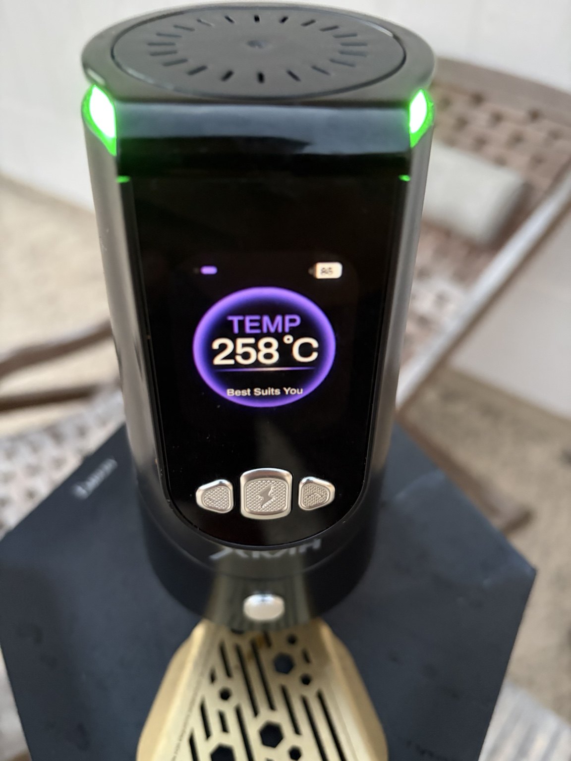 258℃に設定したXKAH Proのディスプレイ